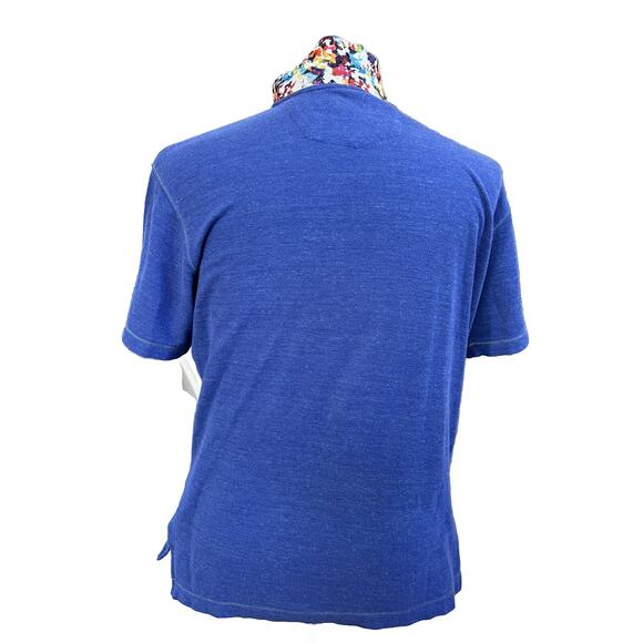 ROBERT GRAHAM Mens Medium Classic Fit Blue Floral Flip Collar Polo Shirt Cotton - Picture 5 of 11